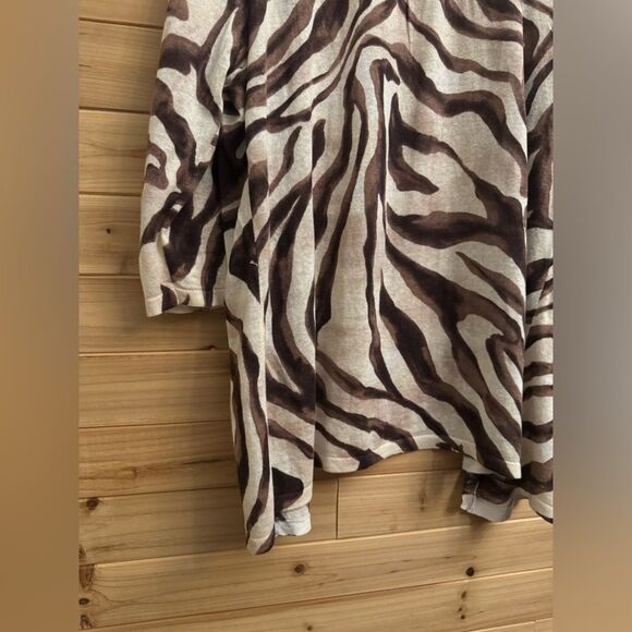 Chicos Travelers Sz 4/XXL Cotton Linen Blend Zebra Open Front Waterfall Caedigan - Picture 5 of 6